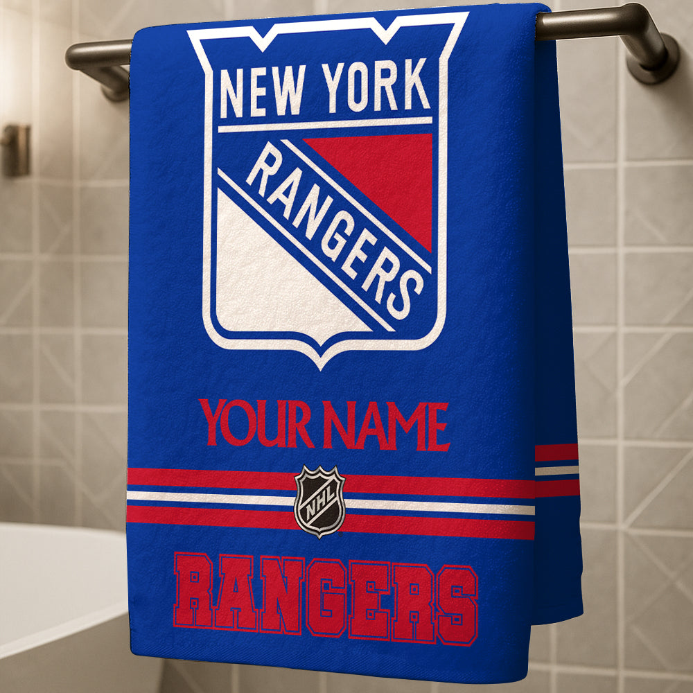 LIMITED EDITION - NEW CUSTOMIZED NHL24 NYR NEW YORK RANGERS BEACH & BATH TOWEL