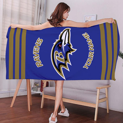 LIMITED EDITION - NEW CUSTOMIZED NFL28 BTR BALTIMORE RAVENS BEACH & BATH TOWEL