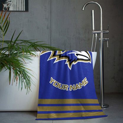 LIMITED EDITION - NEW CUSTOMIZED NFL28 BTR BALTIMORE RAVENS BEACH & BATH TOWEL