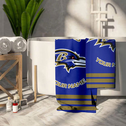 LIMITED EDITION - NEW CUSTOMIZED NFL28 BTR BALTIMORE RAVENS BEACH & BATH TOWEL