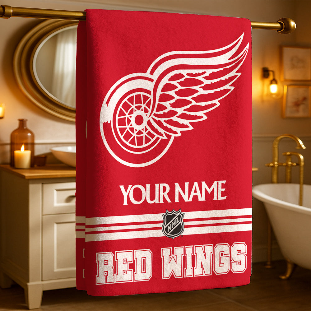 LIMITED EDITION - NEW CUSTOMIZED NHL22 DRW DETROIT RED WINGS BEACH & BATH TOWEL