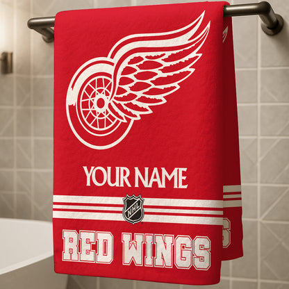 LIMITED EDITION - NEW CUSTOMIZED NHL22 DRW DETROIT RED WINGS BEACH & BATH TOWEL