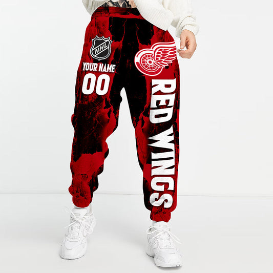 LIMITED EDITION - NEW CUSTOMIZED NHL22 DRW DETROIT RED WINGS LONG PANTS