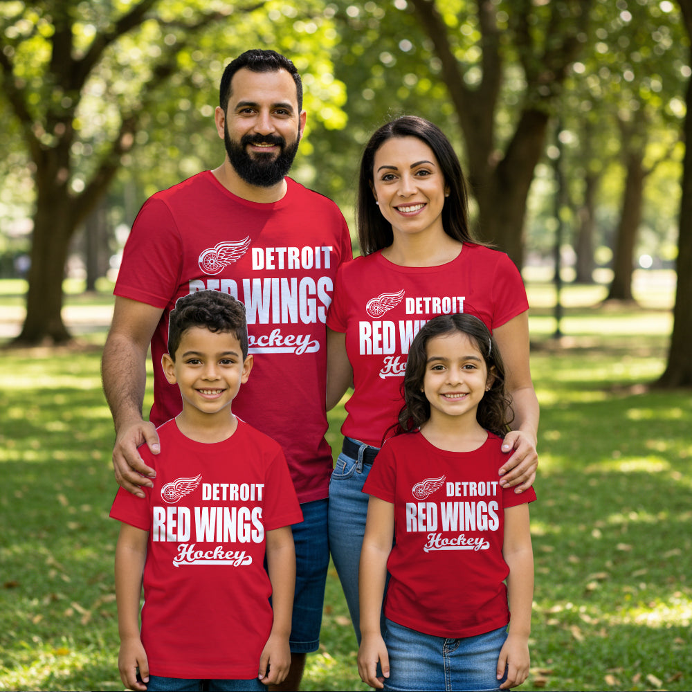 LIMITED EDITION - NEW CUSTOMIZED NHL22 DRW DETROIT RED WINGS T-SHIRT FOR FAMILY (ADULTS & KIDS)
