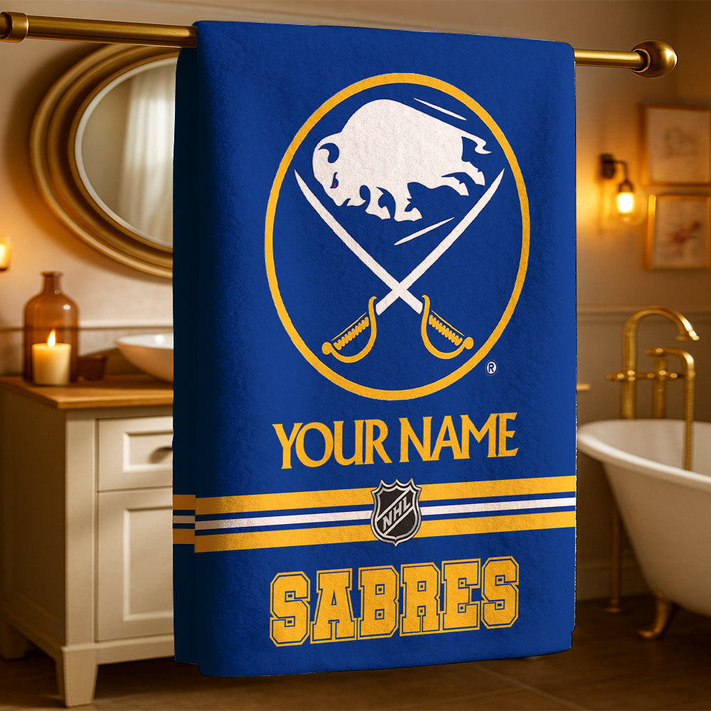 LIMITED EDITION - NEW CUSTOMIZED NHL28 BFS BUFFALO SABRES BEACH & BATH TOWEL