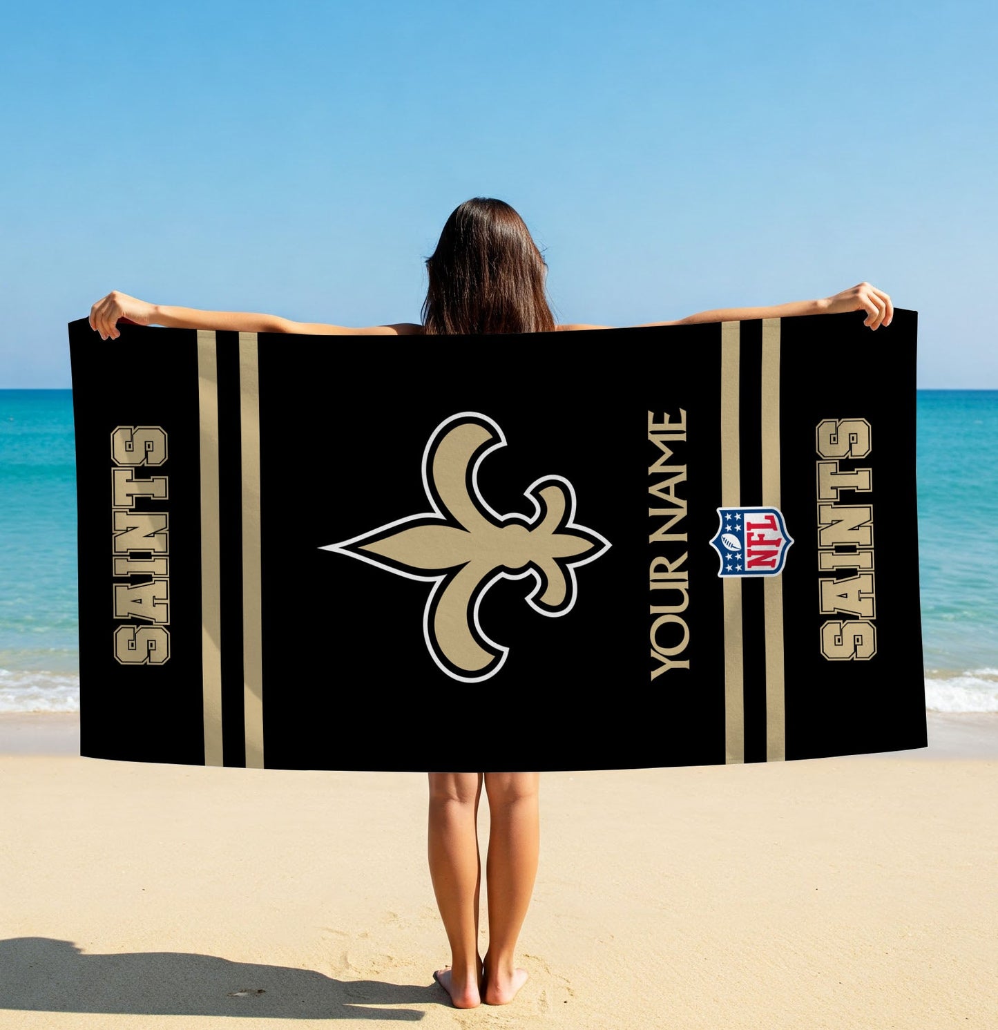 LIMITED EDITION - NEW CUSTOMIZED NFL24 NOS NEW ORLEANS SAINTS BEACH & BATH TOWEL (KIDS & ADULTS)