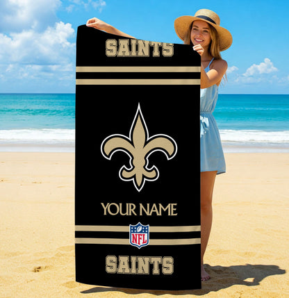 LIMITED EDITION - NEW CUSTOMIZED NFL24 NOS NEW ORLEANS SAINTS BEACH & BATH TOWEL (KIDS & ADULTS)