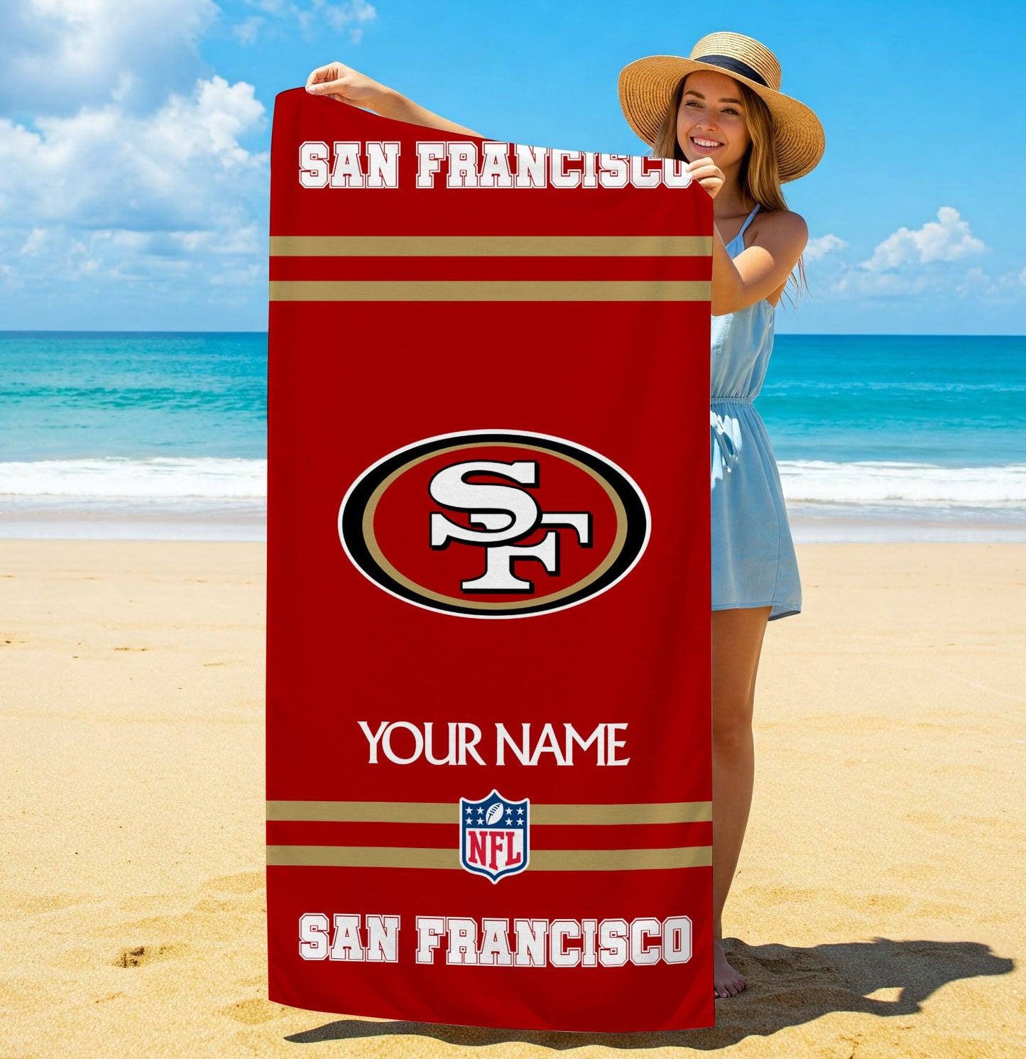 LIMITED EDITION - NEW CUSTOMIZED NFL11 SF49 SAN FRANCISCO 49ERS BEACH & BATH TOWEL (KIDS & ADULTS)