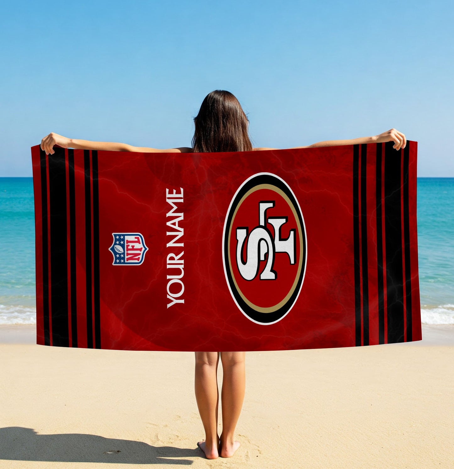 LIMITED EDITION - NEW CUSTOMIZED NFL11 SF49 SAN FRANCISCO 49ERS BEACH & BATH TOWEL (KIDS & ADULTS)