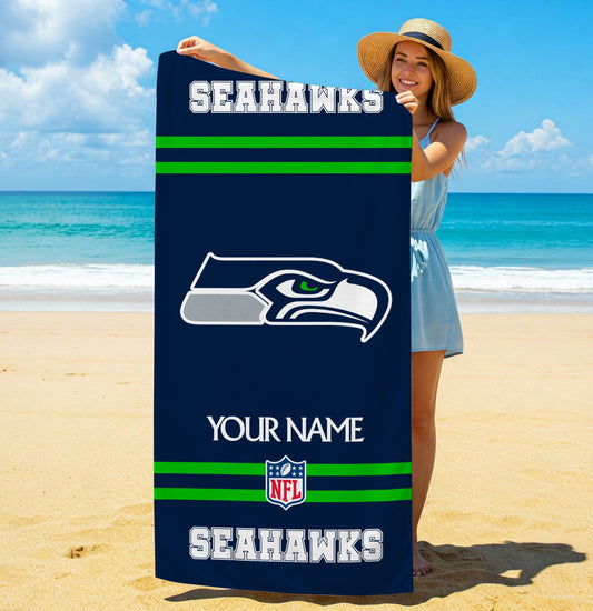 LIMITED EDITION - NEW CUSTOMIZED NFL06 SSH SEATTLE SEAHAWKS BEACH & BATH TOWEL (KIDS & ADULTS)