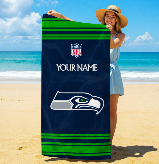 LIMITED EDITION - NEW CUSTOMIZED NFL06 SSH SEATTLE SEAHAWKS BEACH & BATH TOWEL (KIDS & ADULTS)