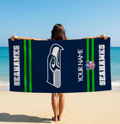 LIMITED EDITION - NEW CUSTOMIZED NFL06 SSH SEATTLE SEAHAWKS BEACH & BATH TOWEL (KIDS & ADULTS)