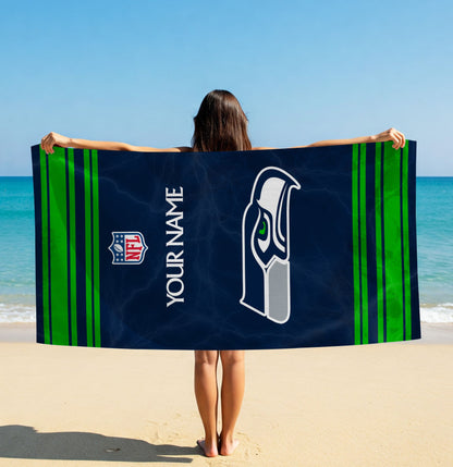 LIMITED EDITION - NEW CUSTOMIZED NFL06 SSH SEATTLE SEAHAWKS BEACH & BATH TOWEL (KIDS & ADULTS)
