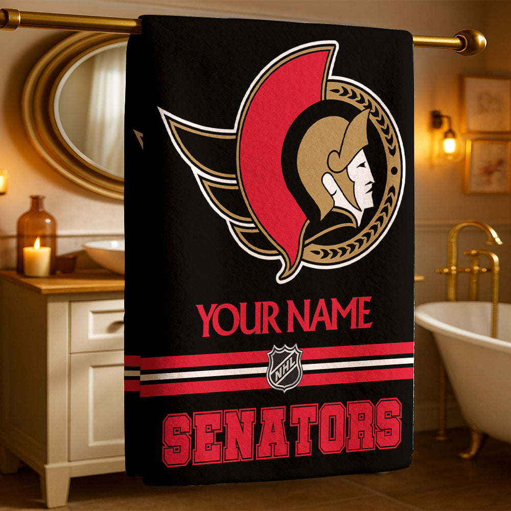 LIMITED EDITION - NEW CUSTOMIZED NHL29 OSN OTTAWA SENATORS BEACH & BATH TOWEL