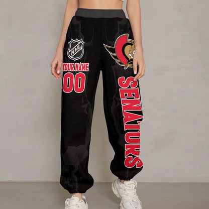 LIMITED EDITION - NEW CUSTOMIZED NHL29 OSN OTTAWA SENATORS LONG PANTS