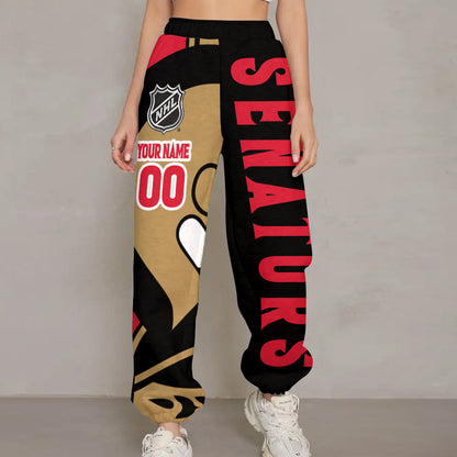 LIMITED EDITION - NEW CUSTOMIZED NHL29 OSN OTTAWA SENATORS LONG PANTS