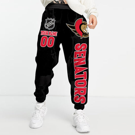 LIMITED EDITION - NEW CUSTOMIZED NHL29 OSN OTTAWA SENATORS LONG PANTS