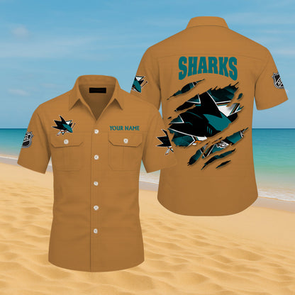LIMITED EDITION - NEW CUSTOMIZED NHL32 SJS SAN JOSE SHARKS CARGO SHIRT