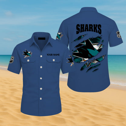 LIMITED EDITION - NEW CUSTOMIZED NHL32 SJS SAN JOSE SHARKS CARGO SHIRT