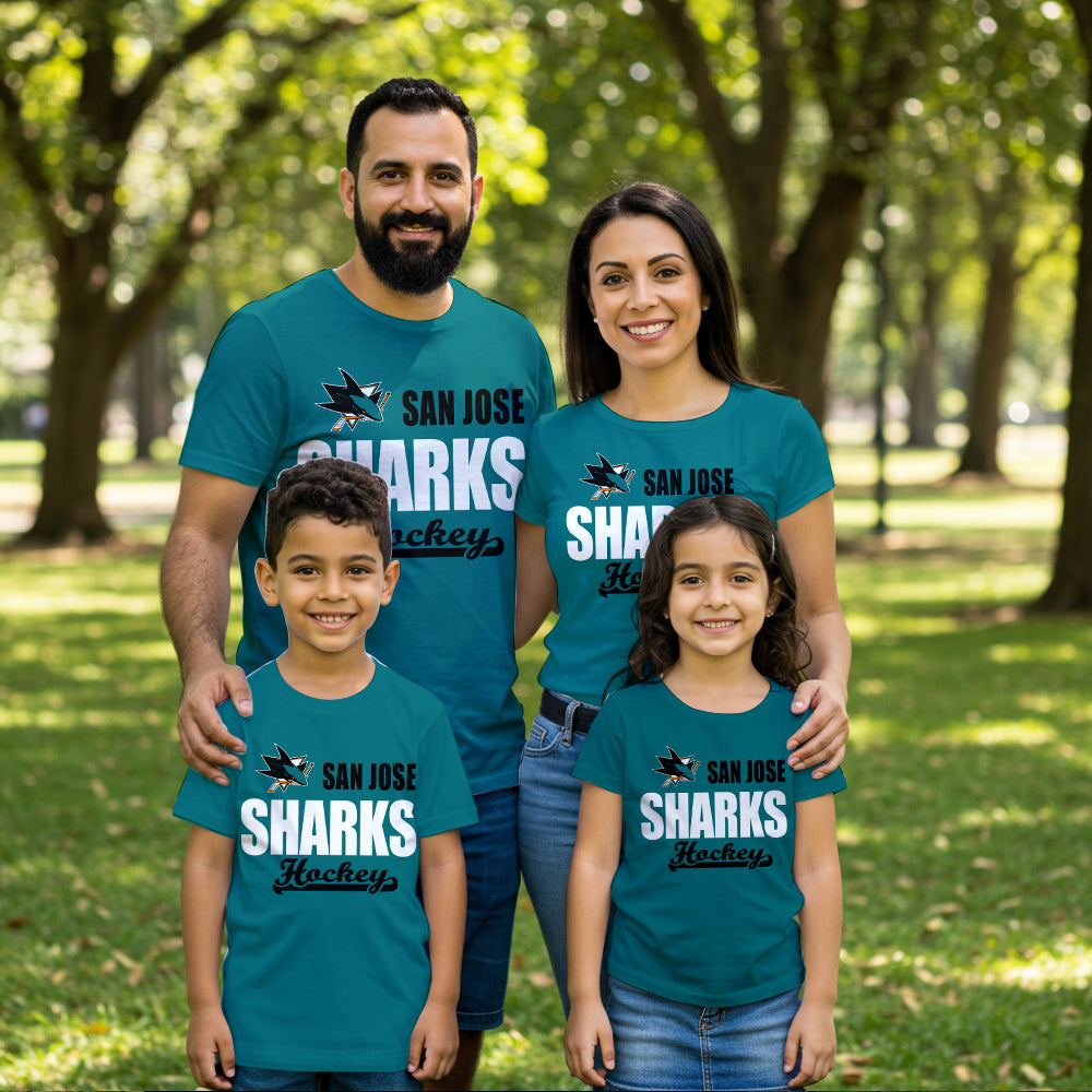 LIMITED EDITION - NEW CUSTOMIZED NHL32 SJS SAN JOSE SHARKS T-SHIRT FOR FAMILY (ADULTS & KIDS)