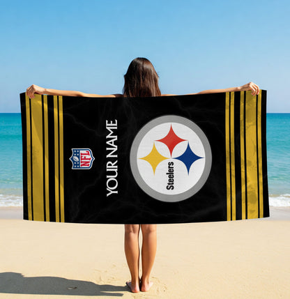 LIMITED EDITION - NEW CUSTOMIZED NFL14 PSB PITTSBURGH STEELERS BEACH & BATH TOWEL (KIDS & ADULTS)