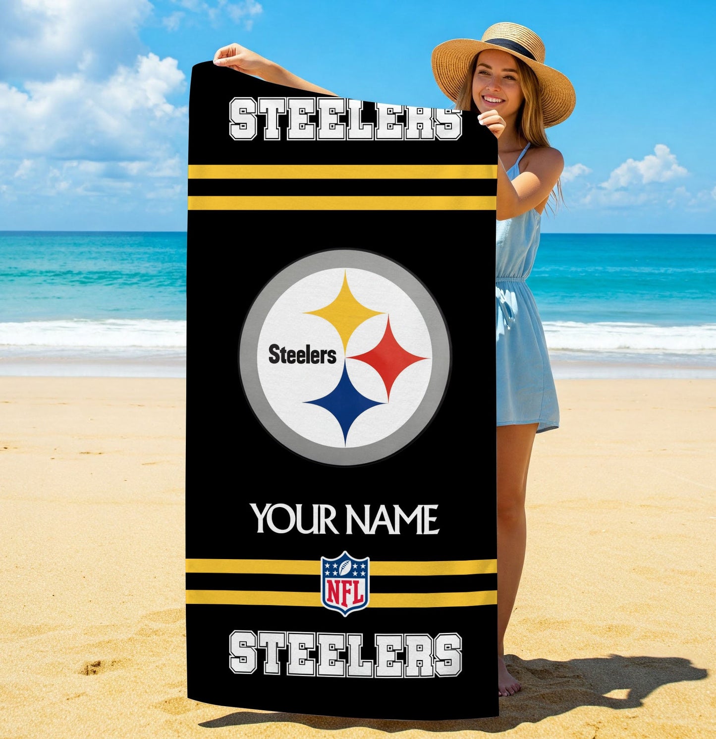 LIMITED EDITION - NEW CUSTOMIZED NFL14 PSB PITTSBURGH STEELERS BEACH & BATH TOWEL (KIDS & ADULTS)