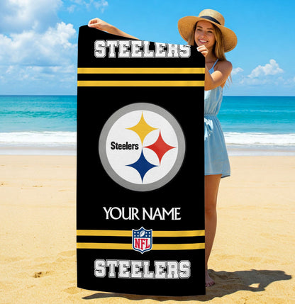 LIMITED EDITION - NEW CUSTOMIZED NFL14 PSB PITTSBURGH STEELERS BEACH & BATH TOWEL (KIDS & ADULTS)