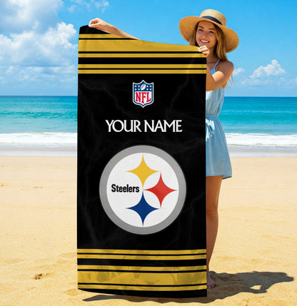 LIMITED EDITION - NEW CUSTOMIZED NFL14 PSB PITTSBURGH STEELERS BEACH & BATH TOWEL (KIDS & ADULTS)