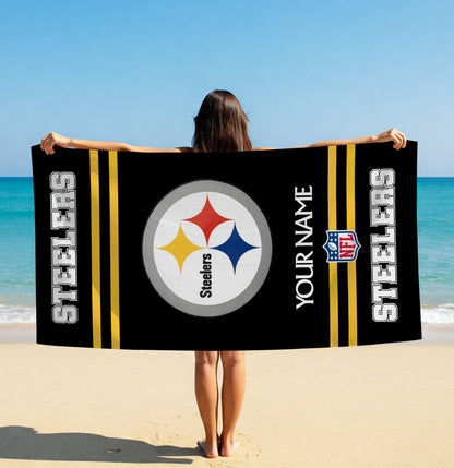 LIMITED EDITION - NEW CUSTOMIZED NFL14 PSB PITTSBURGH STEELERS BEACH & BATH TOWEL (KIDS & ADULTS)