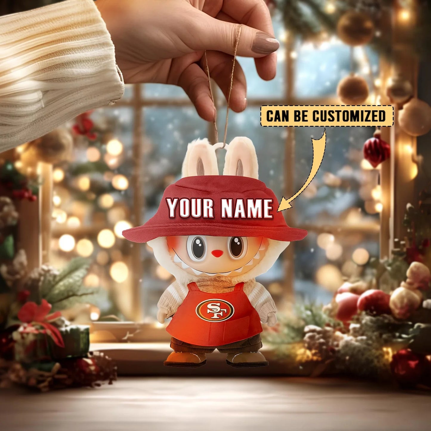 LIMITED EDITION - NEW CUSTOMIZED NFL11 SF49 SAN FRANCISCO 49ERS LABUBU CHRISTMAS ACRYLIC ORNAMENT