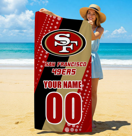 LIMITED EDITION - NEW CUSTOMIZED NFL11 SF49 SAN FRANCISCO 49ERS BEACH & BATH TOWEL