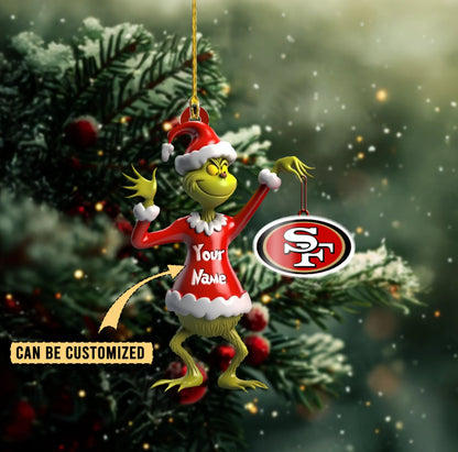 LIMITED EDITION - NEW CUSTOMIZED NFL11 SF49 SAN FRANCISCO 49ERS THE GRINCH ACRYLIC ORNAMENT