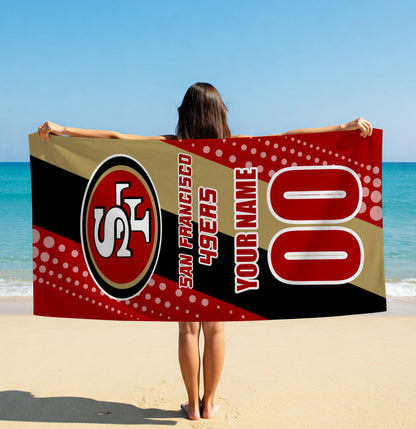 LIMITED EDITION - NEW CUSTOMIZED NFL11 SF49 SAN FRANCISCO 49ERS BEACH & BATH TOWEL