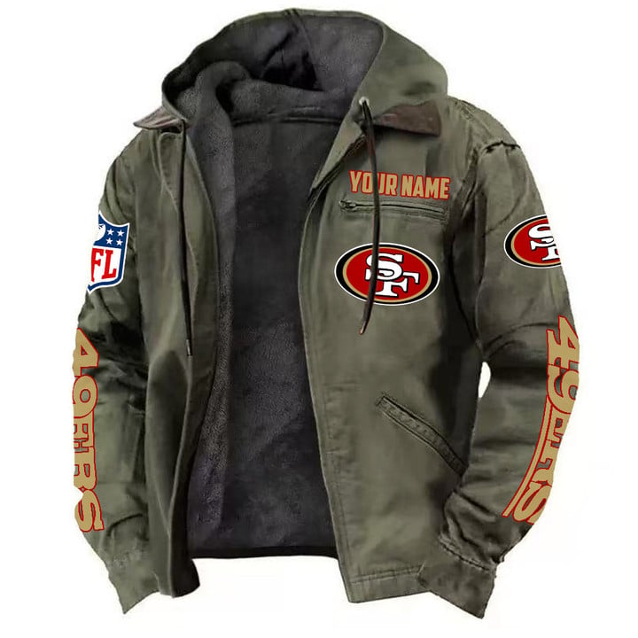 LIMITED EDITION - NEW CUSTOMIZED NFL11 SF49 SAN FRANCISCO 49ERS HOODED CARDIGAN JACKET