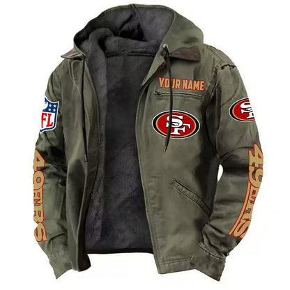 LIMITED EDITION - NEW CUSTOMIZED NFL11 SF49 SAN FRANCISCO 49ERS HOODED CARDIGAN JACKET