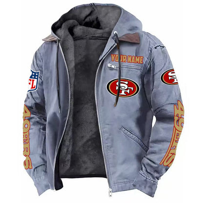 LIMITED EDITION - NEW CUSTOMIZED NFL11 SF49 SAN FRANCISCO 49ERS HOODED CARDIGAN JACKET