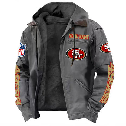 LIMITED EDITION - NEW CUSTOMIZED NFL11 SF49 SAN FRANCISCO 49ERS HOODED CARDIGAN JACKET