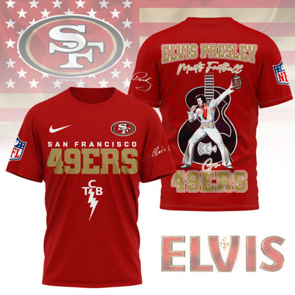 LIMITED EDITION - NEW CUSTOMIZED NFL11 SF49 SAN FRANCISCO 49ERS X ELVIS PRESLEY FAN 3D SHIRT