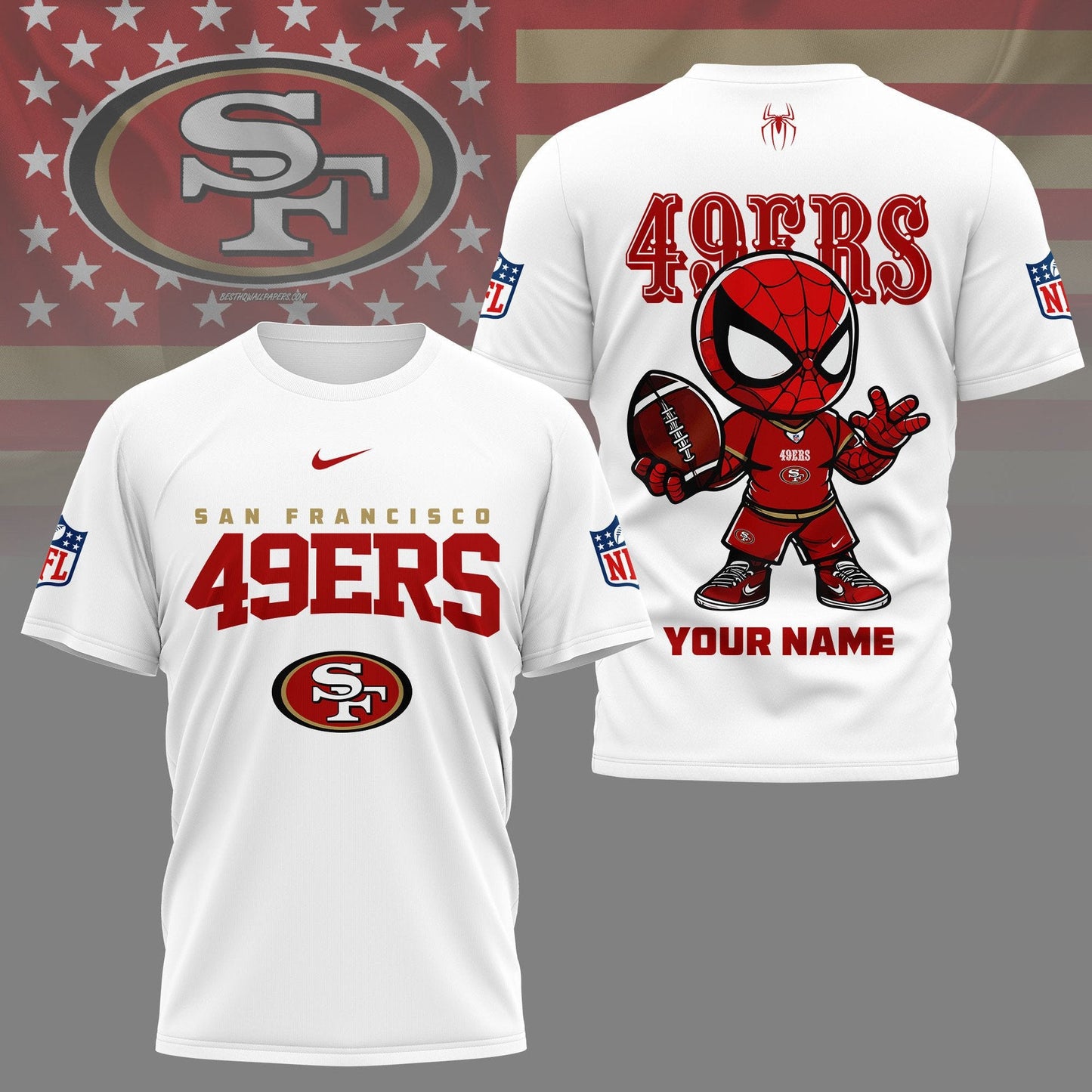 LIMITED EDITION - NEW CUSTOMIZED NFL11 SF49 SAN FRANCISCO 49ERS SPIDER HERO 3D SHIRT