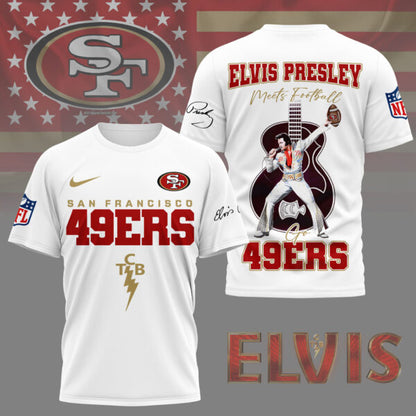 LIMITED EDITION - NEW CUSTOMIZED NFL11 SF49 SAN FRANCISCO 49ERS X ELVIS PRESLEY FAN 3D SHIRT