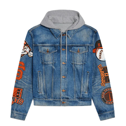 LIMITED EDITION - NEW CUSTOMIZED MLB06 SFG SAN FRANCISCO GIANTS HOODED DENIM JACKET