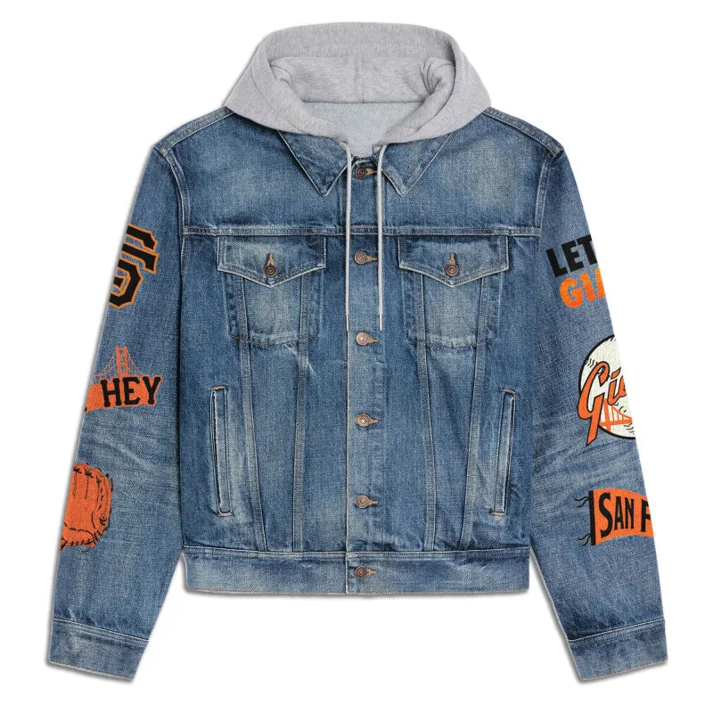 LIMITED EDITION - NEW CUSTOMIZED MLB06 SFG SAN FRANCISCO GIANTS HOODED DENIM JACKET