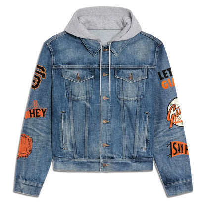 LIMITED EDITION - NEW CUSTOMIZED MLB06 SFG SAN FRANCISCO GIANTS HOODED DENIM JACKET