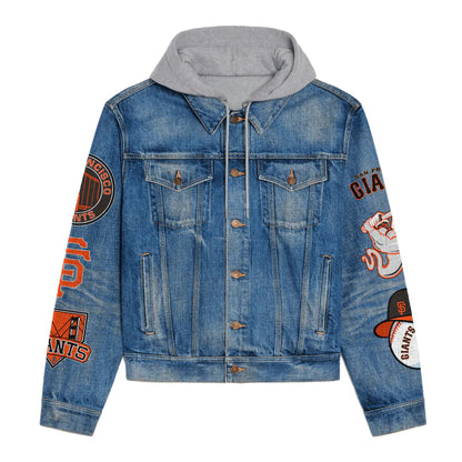 LIMITED EDITION - NEW CUSTOMIZED MLB06 SFG SAN FRANCISCO GIANTS HOODED DENIM JACKET