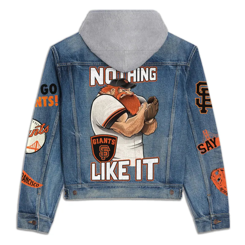 LIMITED EDITION - NEW CUSTOMIZED MLB06 SFG SAN FRANCISCO GIANTS HOODED DENIM JACKET