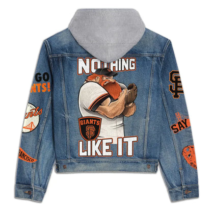 LIMITED EDITION - NEW CUSTOMIZED MLB06 SFG SAN FRANCISCO GIANTS HOODED DENIM JACKET