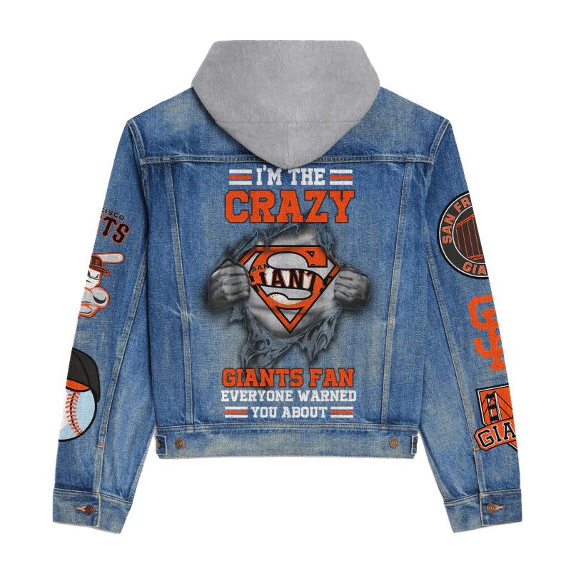 LIMITED EDITION - NEW CUSTOMIZED MLB06 SFG SAN FRANCISCO GIANTS HOODED DENIM JACKET