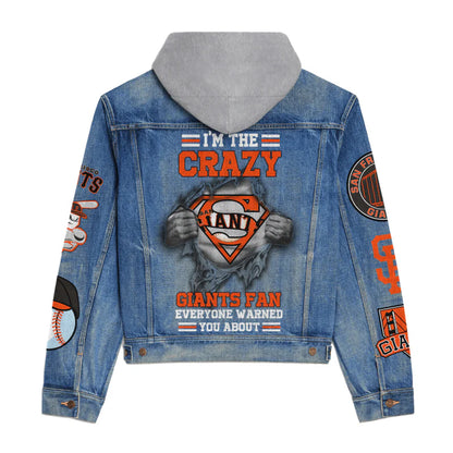 LIMITED EDITION - NEW CUSTOMIZED MLB06 SFG SAN FRANCISCO GIANTS HOODED DENIM JACKET