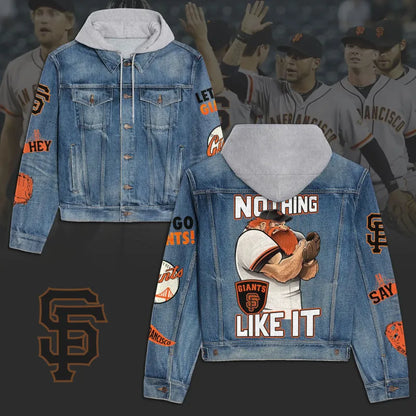 LIMITED EDITION - NEW CUSTOMIZED MLB06 SFG SAN FRANCISCO GIANTS HOODED DENIM JACKET