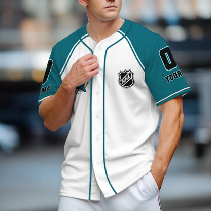 LIMITED EDITION - NEW CUSTOMIZED NHL32 SJ SHARKS BASEBALL JERSEY